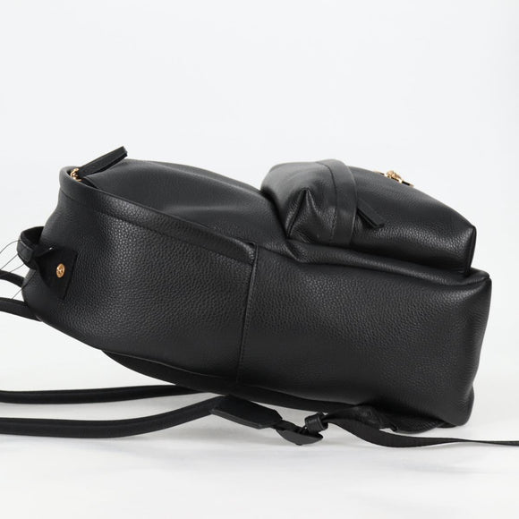 VERSACE Backpack Leather Black Gold Auth 118682A