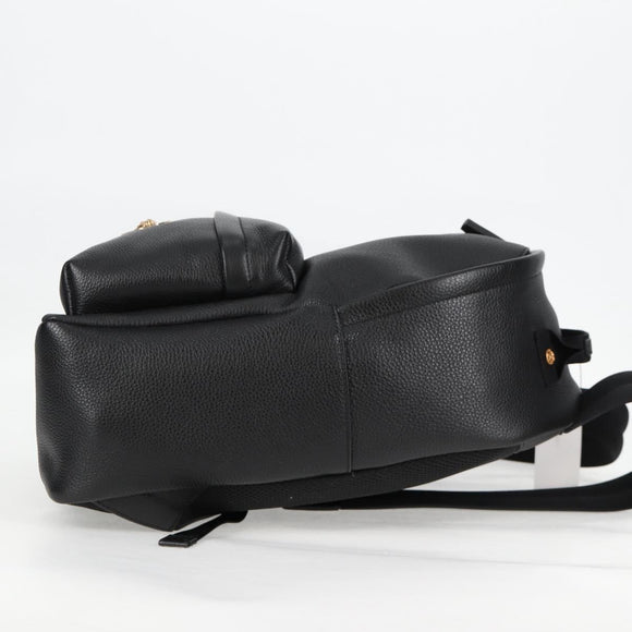 VERSACE Backpack Leather Black Gold Auth 118682A
