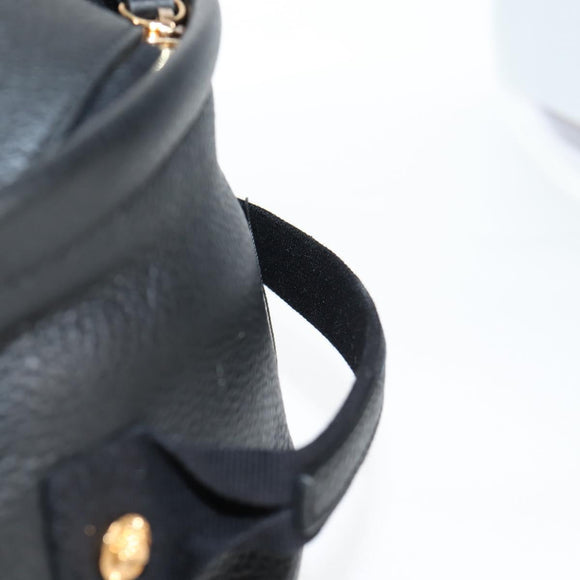 VERSACE Backpack Leather Black Gold Auth 118682A