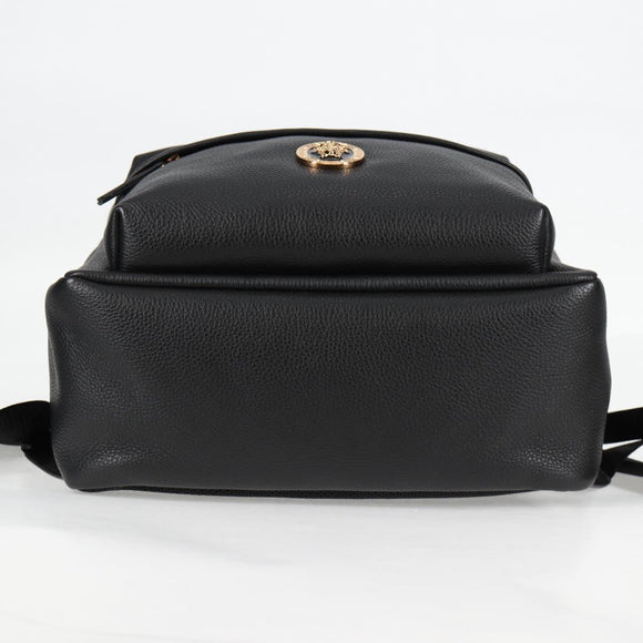 VERSACE Backpack Leather Black Gold Auth 118682V