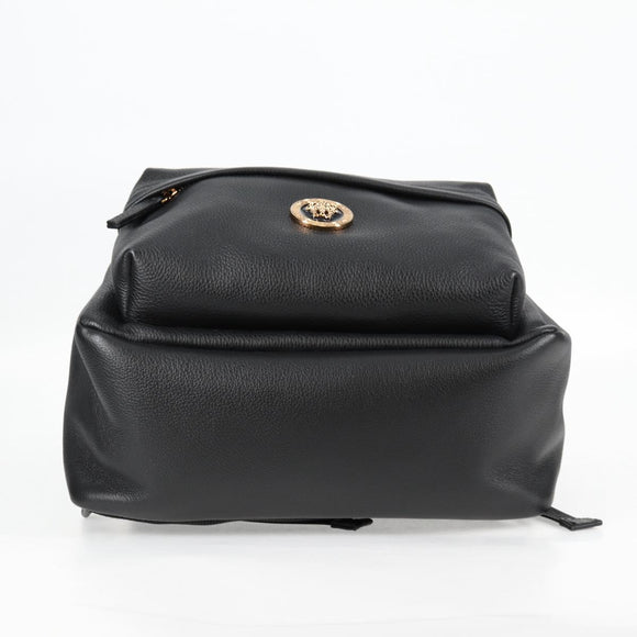 VERSACE Backpack Leather Black Gold Auth 118683A