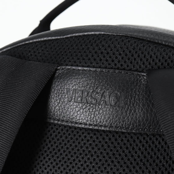 VERSACE Backpack Leather Black Gold Auth 118683A