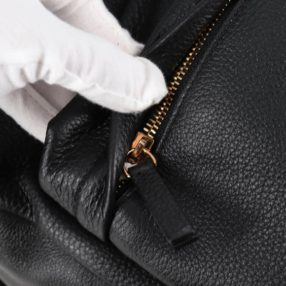VERSACE Backpack Leather Black Gold Auth 118683V