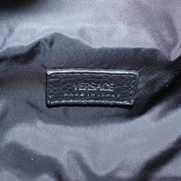 VERSACE Backpack Leather Black Gold Auth 118683A