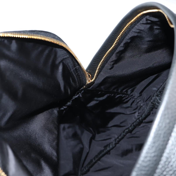 VERSACE Backpack Leather Black Gold Auth 118683A