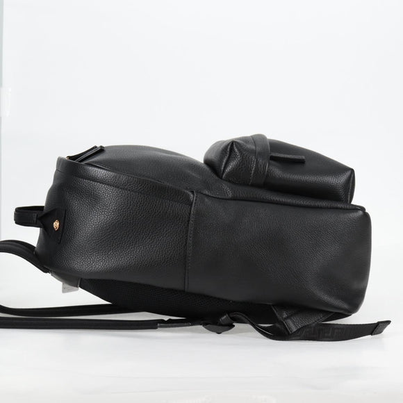VERSACE Backpack Leather Black Gold Auth 118683A