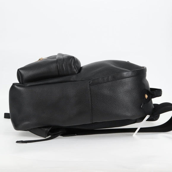 VERSACE Backpack Leather Black Gold Auth 118683A