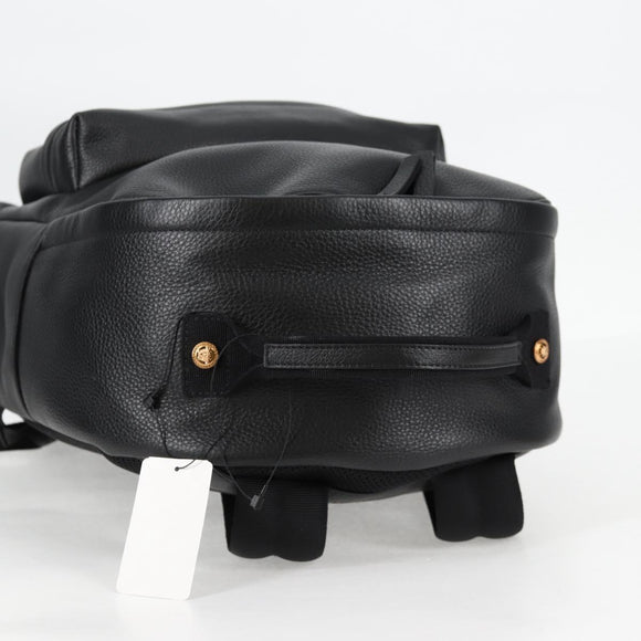 VERSACE Backpack Leather Black Gold Auth 118683A