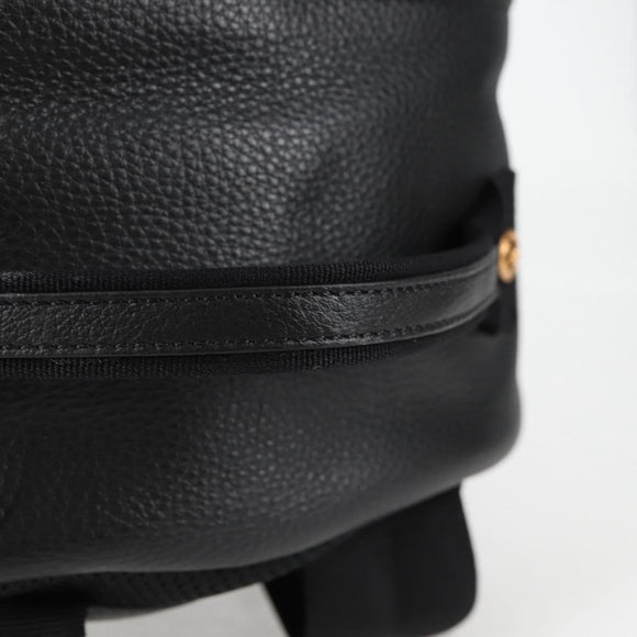 VERSACE Backpack Leather Black Gold Auth 118683A