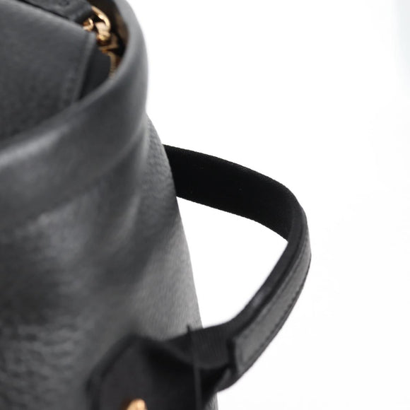 VERSACE Backpack Leather Black Gold Auth 118683A