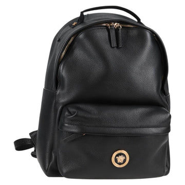 VERSACE Backpack Leather Black Gold Auth 118684A