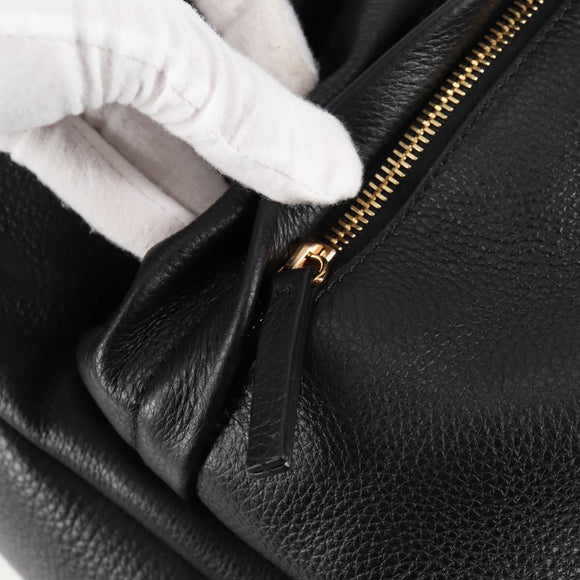 VERSACE Backpack Leather Black Gold Auth 118684A