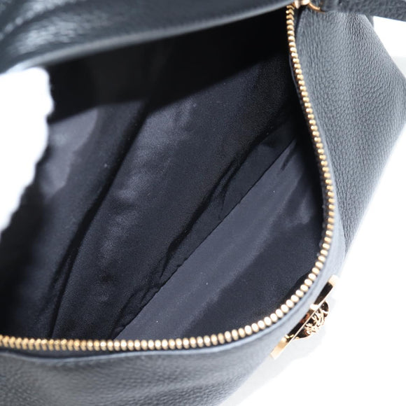 VERSACE Backpack Leather Black Gold Auth 118684A