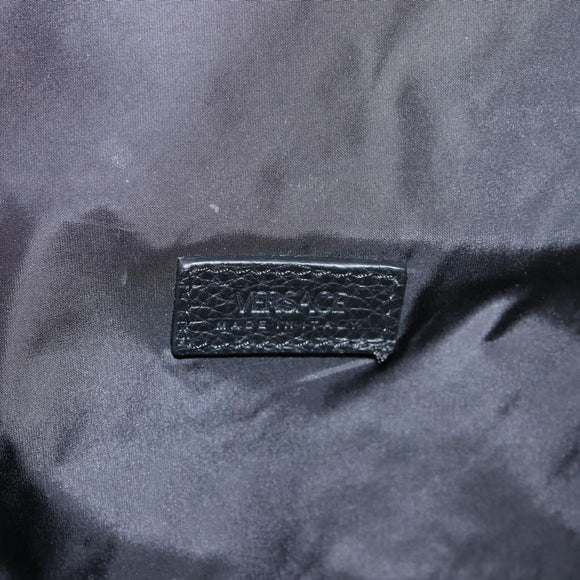 VERSACE Backpack Leather Black Gold Auth 118684A