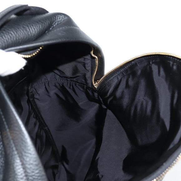 VERSACE Backpack Leather Black Gold Auth 118684A