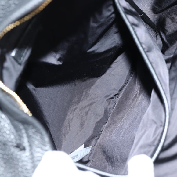 VERSACE Backpack Leather Black Gold Auth 118684A