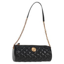 VERSACE Chain Shoulder Bag Leather Black Gold Auth 118687A-1