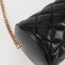 VERSACE Chain Shoulder Bag Leather Black Gold Auth 118687A-14