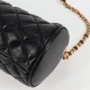 VERSACE Chain Shoulder Bag Leather Black Gold Auth 118687A-15