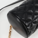 VERSACE Chain Shoulder Bag Leather Black Gold Auth 118687A-16