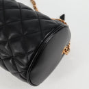 VERSACE Chain Shoulder Bag Leather Black Gold Auth 118687A-17