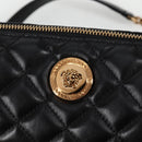 VERSACE Chain Shoulder Bag Leather Black Gold Auth 118687A-18
