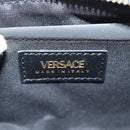 VERSACE Chain Shoulder Bag Leather Black Gold Auth 118687A-10