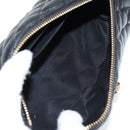 VERSACE Chain Shoulder Bag Leather Black Gold Auth 118687A-11