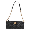 VERSACE Chain Shoulder Bag Leather Black Gold Auth 118687A-13