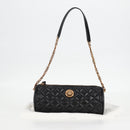 VERSACE Chain Shoulder Bag Leather Black Gold Auth 118687A-12