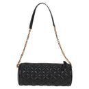 VERSACE Chain Shoulder Bag Leather Black Gold Auth 118687A-2