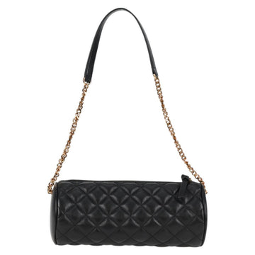 VERSACE Chain Shoulder Bag Leather Black Gold Auth 118687A - 0
