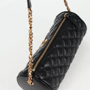 VERSACE Chain Shoulder Bag Leather Black Gold Auth 118687A-6