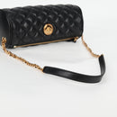 VERSACE Chain Shoulder Bag Leather Black Gold Auth 118687A-7