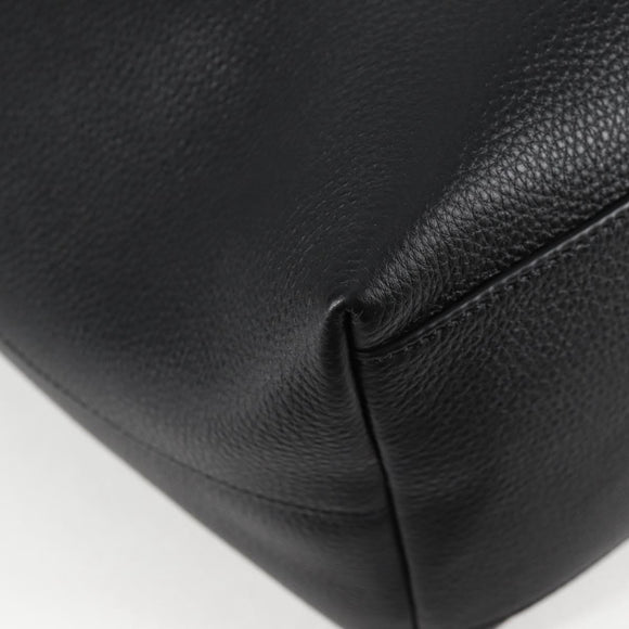 VERSACE Tote Bag Leather 2way Black Gold Auth 118688A