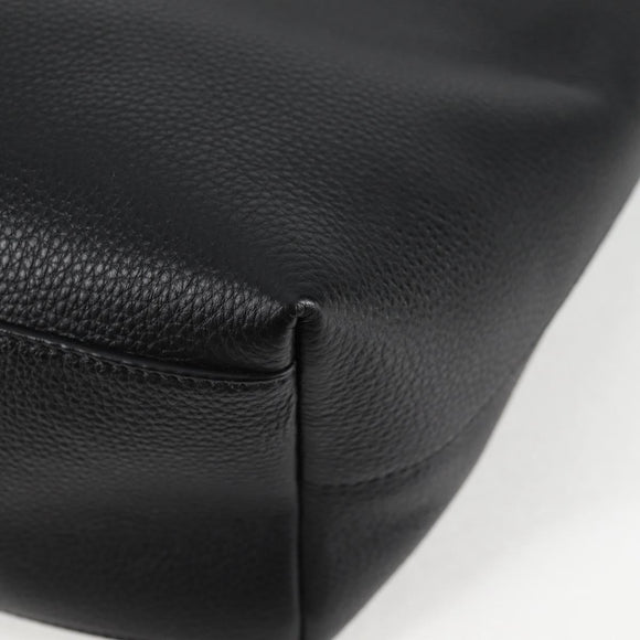 VERSACE Tote Bag Leather 2way Black Gold Auth 118688A