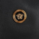VERSACE Tote Bag Leather 2way Black Gold Auth 118688A-14