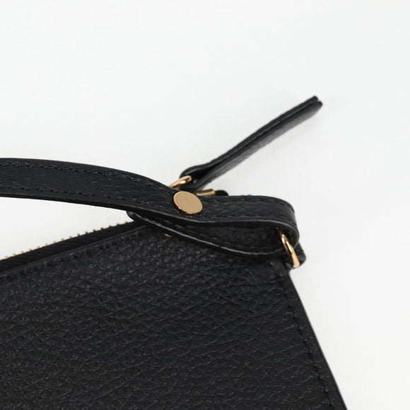 VERSACE Tote Bag Leather 2way Black Gold Auth 118688A