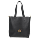 VERSACE Tote Bag Leather 2way Black Gold Auth 118688A-2