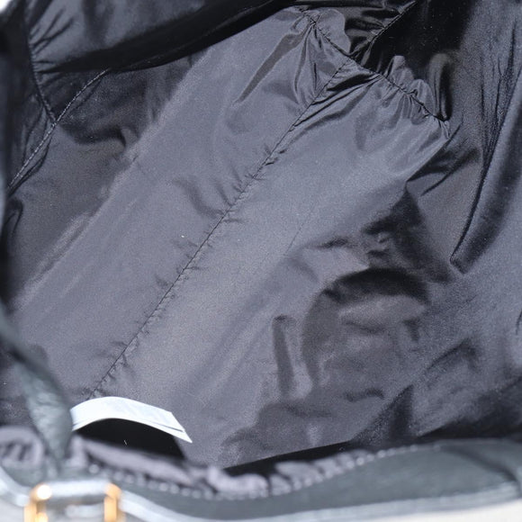 VERSACE Tote Bag Leather 2way Black Gold Auth 118688A