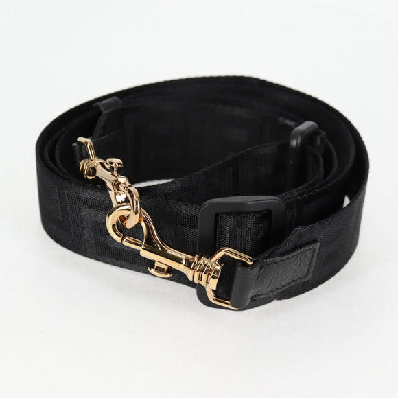 VERSACE Tote Bag Leather 2way Black Gold Auth 118688A