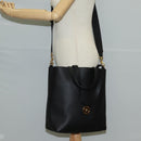 VERSACE Tote Bag Leather 2way Black Gold Auth 118688A-26