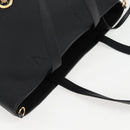 VERSACE Tote Bag Leather 2way Black Gold Auth 118688A-6
