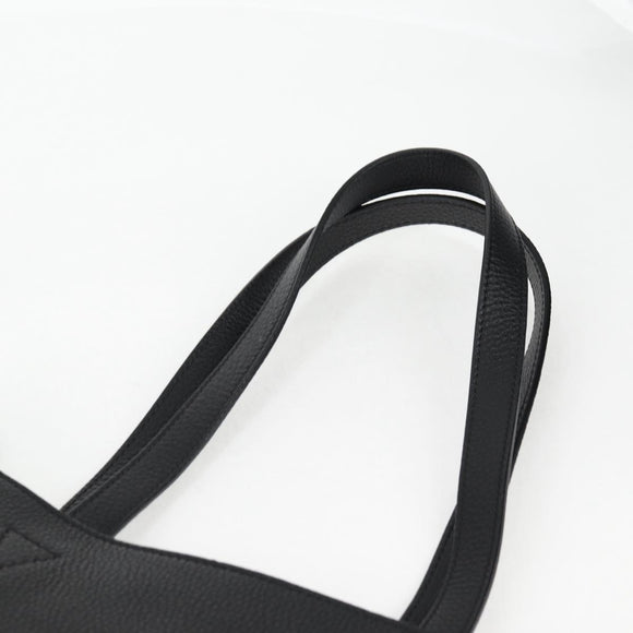 VERSACE Tote Bag Leather 2way Black Gold Auth 118688A