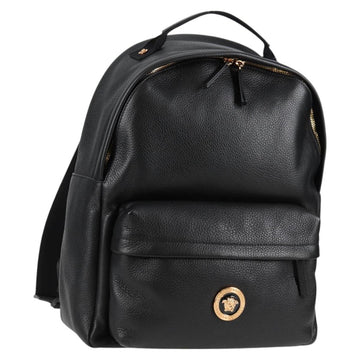 VERSACE Backpack Leather Black Gold Auth 118689A