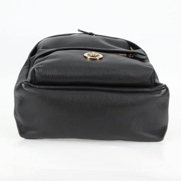 VERSACE Backpack Leather Black Gold Auth 118689A