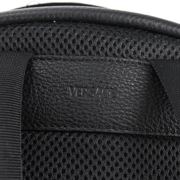 VERSACE Backpack Leather Black Gold Auth 118689A