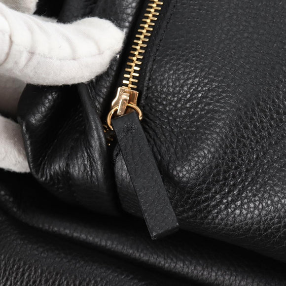 VERSACE Backpack Leather Black Gold Auth 118689A