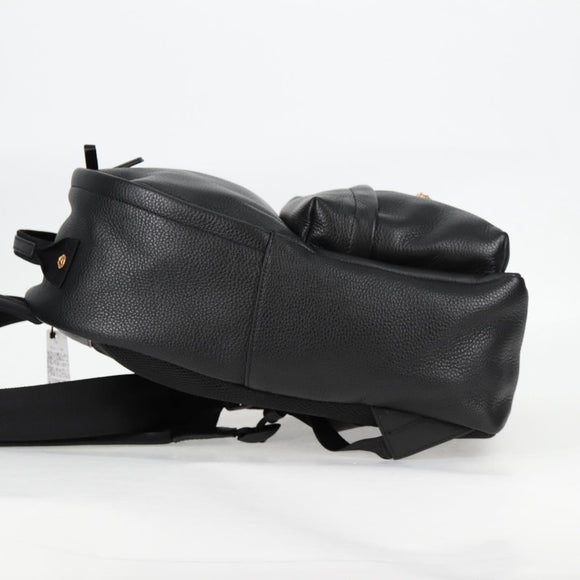 VERSACE Backpack Leather Black Gold Auth 118689A