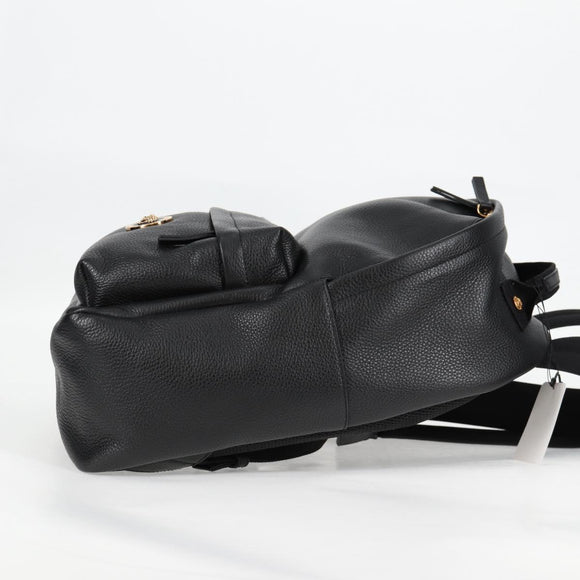 VERSACE Backpack Leather Black Gold Auth 118689A